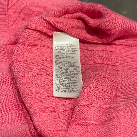 J Crew Pink 100% Cotton Cable Knit Sweater Vest- L - Picture 3 of 4